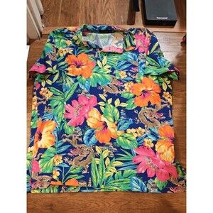 Polo Ralph Lauren Featherweight Mesh Dragon Hawaiian Polo Shirt XXL Floral Men's